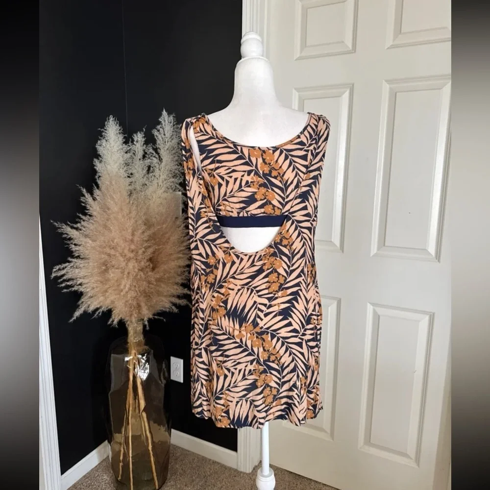 Free People Navy Combo Tropical Two-fer Mini Dress size Small - Picture 7 of 12